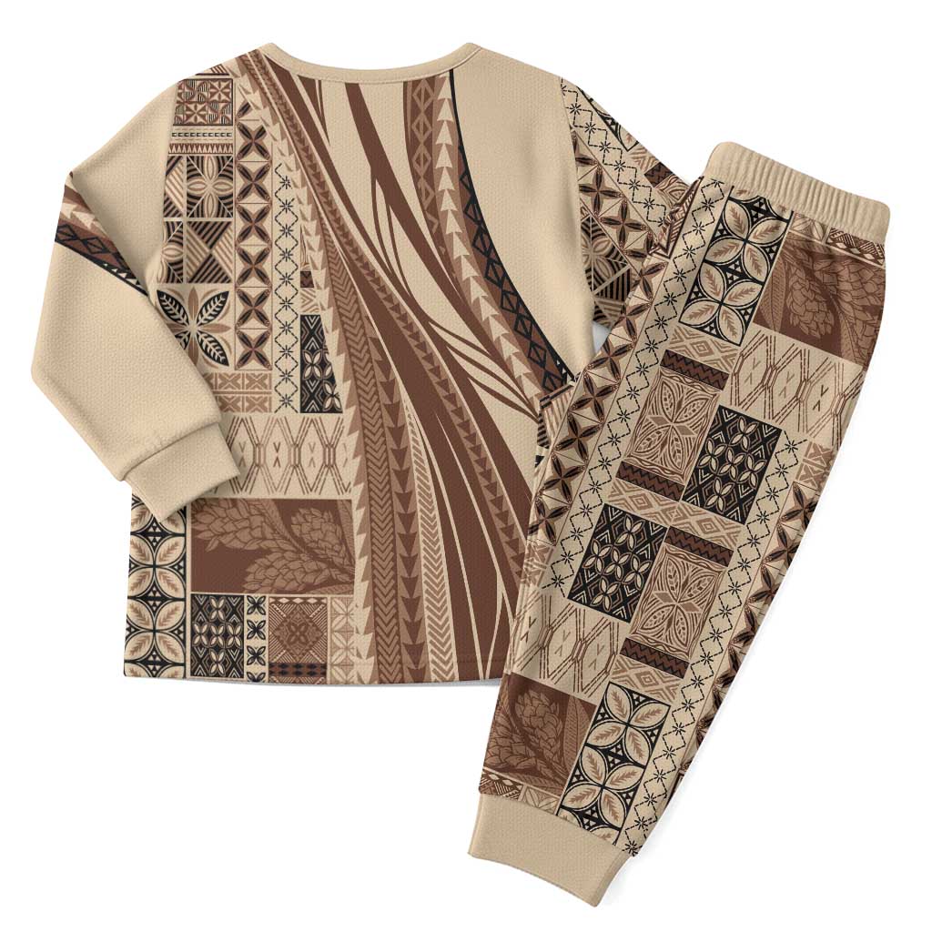 Pasifika Women's Day - Samoa Siapo Malu Tattoo Inspired Pajama Set Beige