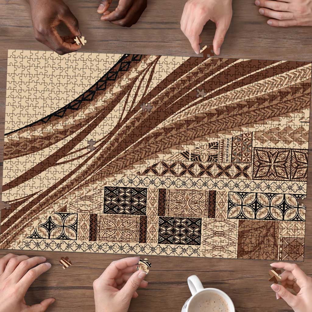 Pasifika Women's Day - Samoa Siapo Malu Tattoo Inspired Puzzle Beige