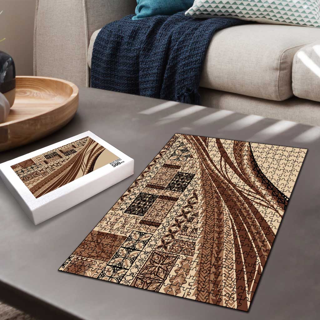 Pasifika Women's Day - Samoa Siapo Malu Tattoo Inspired Puzzle Beige