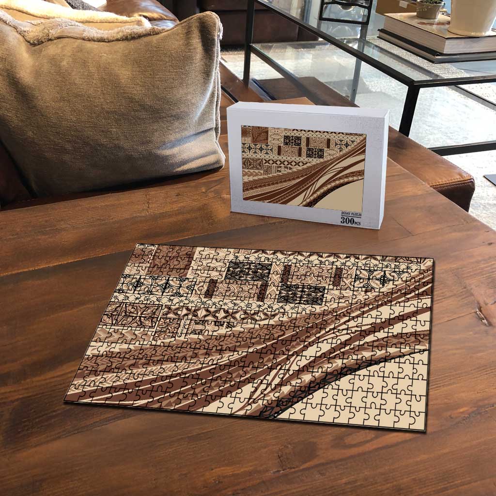 Pasifika Women's Day - Samoa Siapo Malu Tattoo Inspired Puzzle Beige
