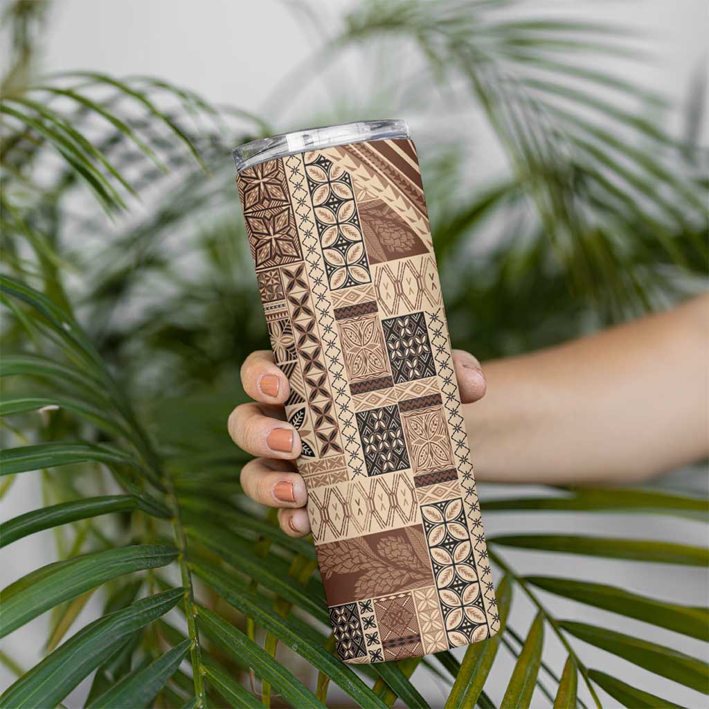 Pasifika Women's Day - Samoa Siapo Malu Tattoo Inspired Skinny Tumbler Beige