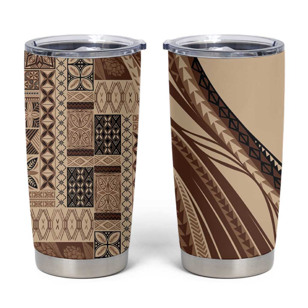 Pasifika Women's Day - Samoa Siapo Malu Tattoo Inspired Tumbler Cup Beige