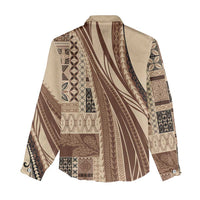Pasifika Women's Day - Samoa Siapo Malu Tattoo Inspired Women Casual Shirt Beige