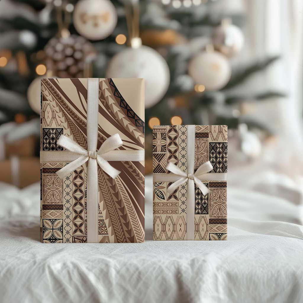 Pasifika Women's Day - Samoa Siapo Malu Tattoo Inspired Wrapping Paper Beige