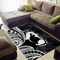 Mother's Day Area Rug Polynesia Vintage Hibiscus - Black