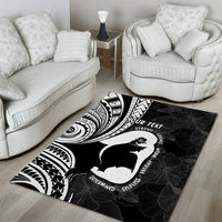 Mother's Day Area Rug Polynesia Vintage Hibiscus - Black