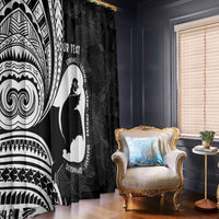 Mother's Day Window Curtain Polynesia Vintage Hibiscus - Black