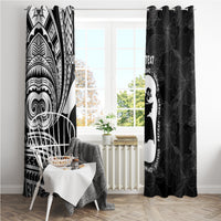 Mother's Day Window Curtain Polynesia Vintage Hibiscus - Black
