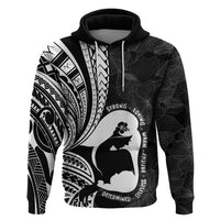 Mother's Day Zip Hoodie Polynesia Vintage Hibiscus - Black
