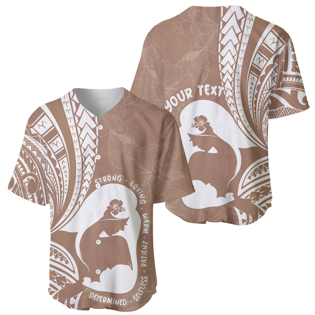 Mother's Day Baseball Jersey Polynesia Vintage Hibiscus - Brown