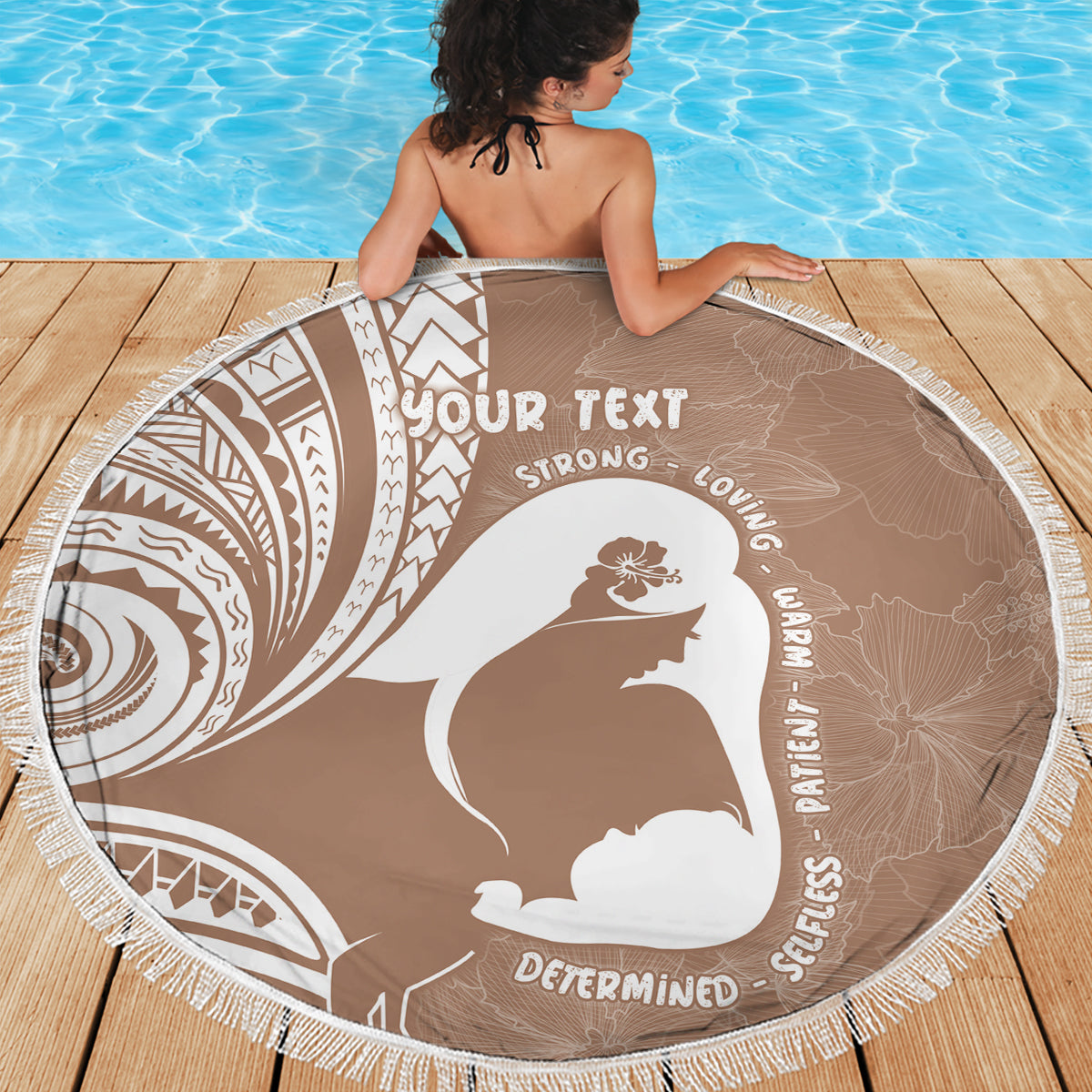 Mother's Day Beach Blanket Polynesia Vintage Hibiscus - Brown