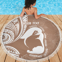 Mother's Day Beach Blanket Polynesia Vintage Hibiscus - Brown