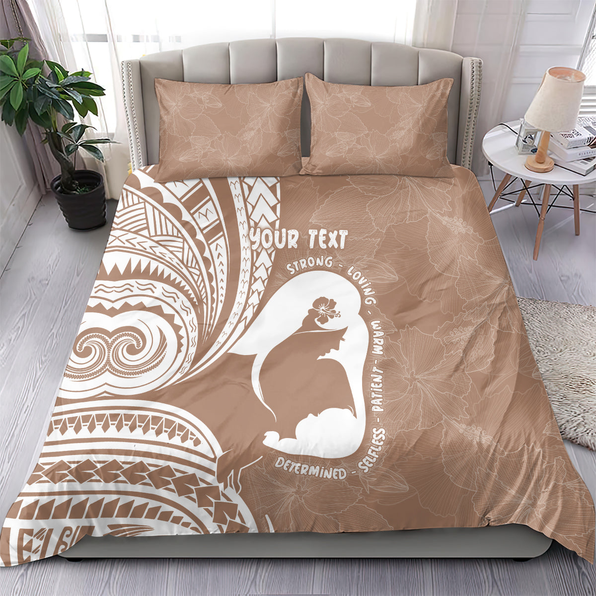 Mother's Day Bedding Set Polynesia Vintage Hibiscus - Brown