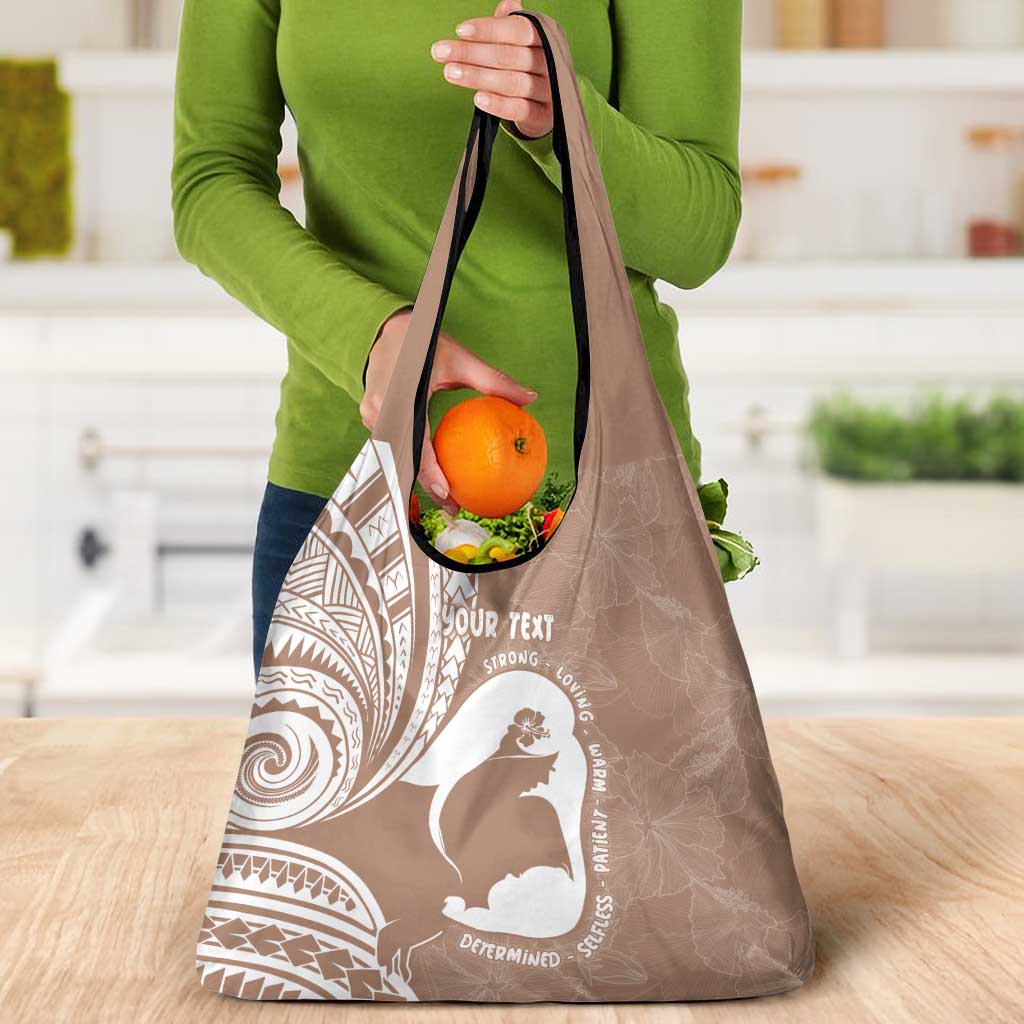 Mother's Day Grocery Bag Polynesia Vintage Hibiscus - Brown