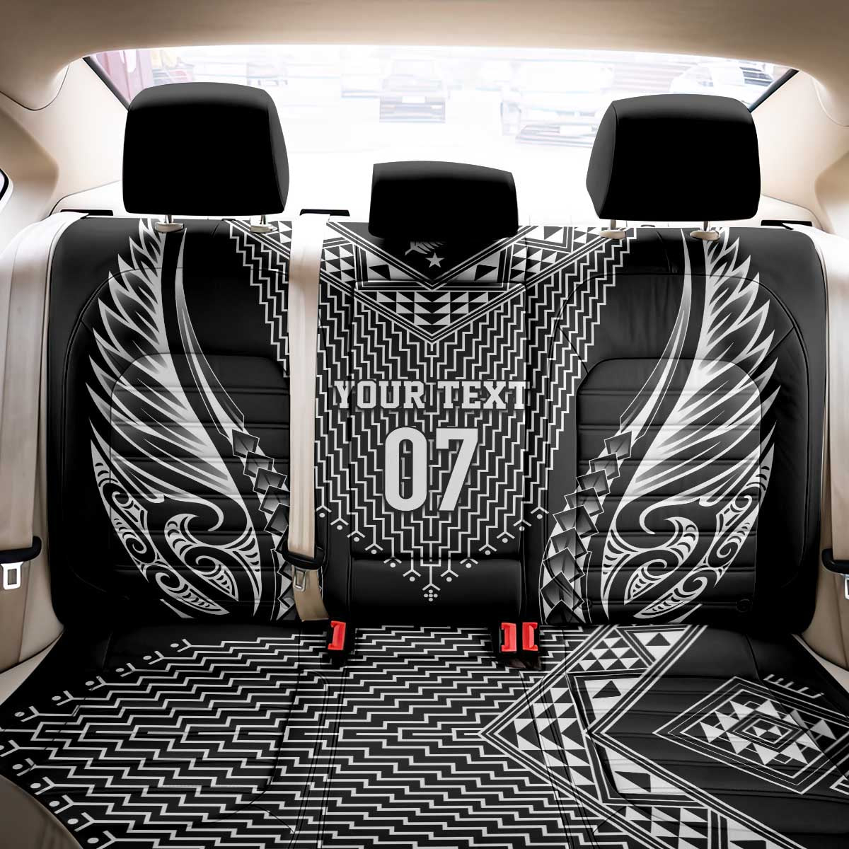 2025 Rugby Championship New Zealand Custom Back Car Seat Cover Poutama Motifs - Polynesian Pride