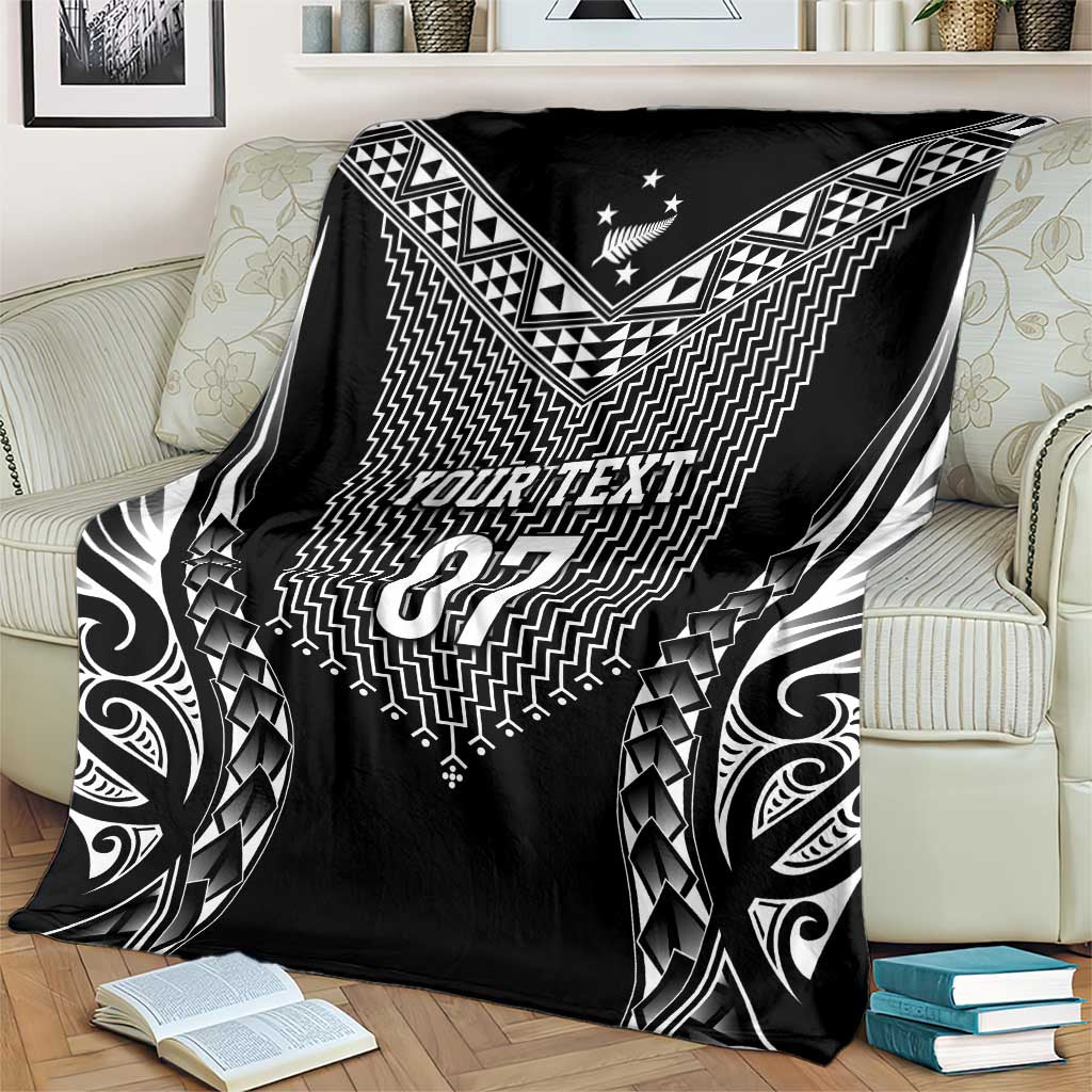 2025 Rugby Championship New Zealand Custom Blanket Poutama Motifs - Polynesian Pride