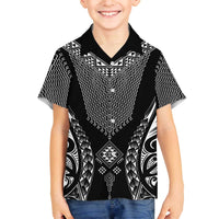 2025 Rugby Championship New Zealand Custom Family Matching Off The Shoulder Long Sleeve Dress and Hawaiian Shirt Poutama Motifs - Polynesian Pride