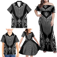 2025 Rugby Championship New Zealand Custom Family Matching Off Shoulder Maxi Dress and Hawaiian Shirt Poutama Motifs - Polynesian Pride