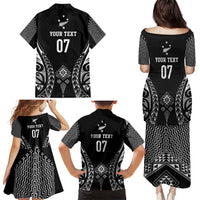 2025 Rugby Championship New Zealand Custom Family Matching Puletasi and Hawaiian Shirt Poutama Motifs - Polynesian Pride