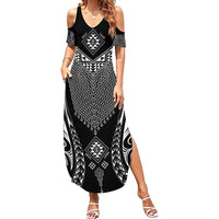 2025 Rugby Championship New Zealand Custom Family Matching Summer Maxi Dress and Hawaiian Shirt Poutama Motifs - Polynesian Pride