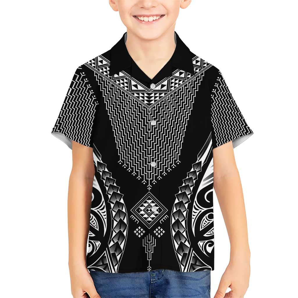 2025 Rugby Championship New Zealand Custom Kid Hawaiian Shirt Poutama Motifs - Polynesian Pride