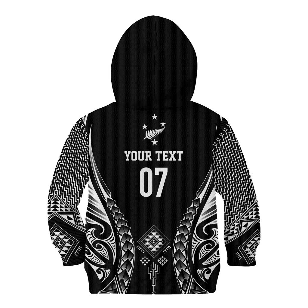 2025 Rugby Championship New Zealand Custom Kid Hoodie Poutama Motifs - Polynesian Pride