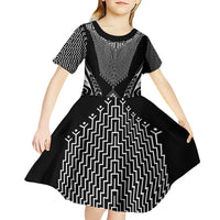 2025 Rugby Championship New Zealand Custom Kid Short Sleeve Dress Poutama Motifs - Polynesian Pride