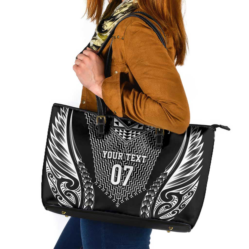 2025 Rugby Championship New Zealand Custom Leather Tote Bag Poutama Motifs - Polynesian Pride