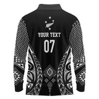 2025 Rugby Championship New Zealand Custom Long Sleeve Polo Shirt Poutama Motifs - Polynesian Pride