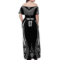 2025 Rugby Championship New Zealand Custom Off Shoulder Maxi Dress Poutama Motifs - Polynesian Pride
