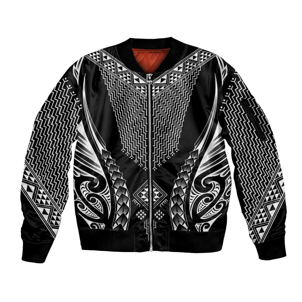 2025 Rugby Championship New Zealand Custom Sleeve Zip Bomber Jacket Poutama Motifs - Polynesian Pride