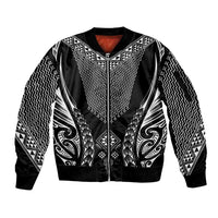 2025 Rugby Championship New Zealand Custom Sleeve Zip Bomber Jacket Poutama Motifs - Polynesian Pride