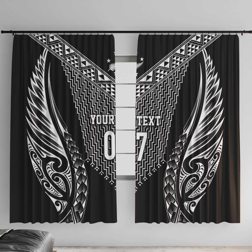 2025 Rugby Championship New Zealand Custom Window Curtain Poutama Motifs - Polynesian Pride