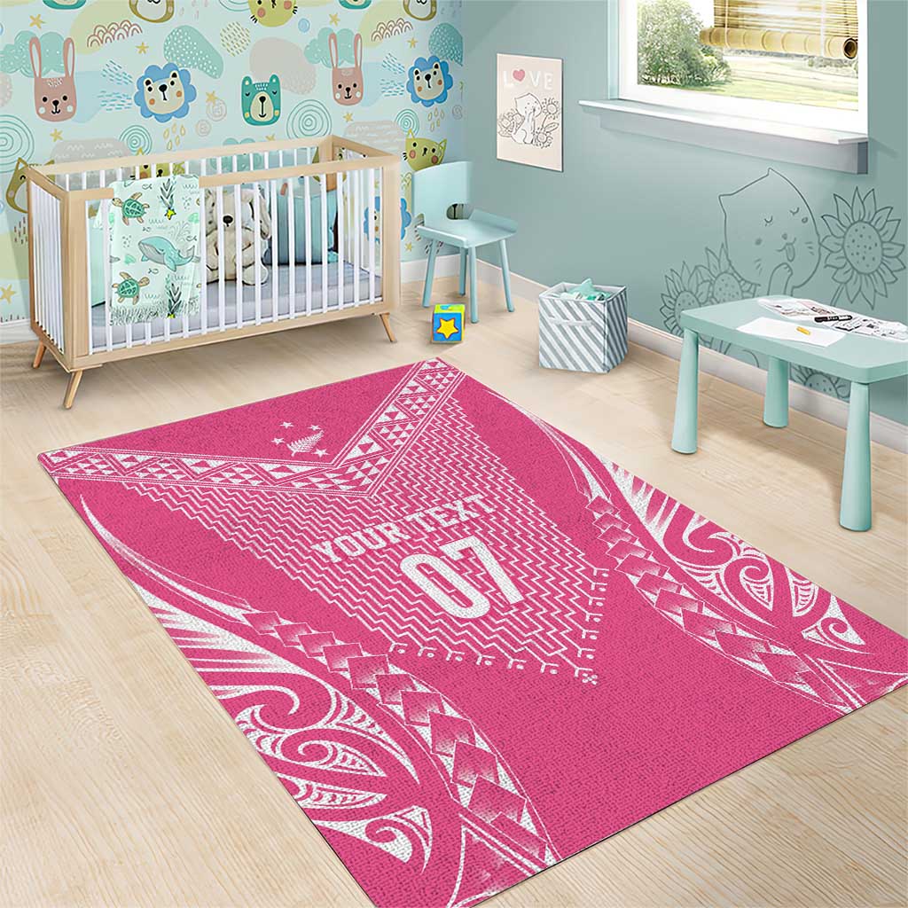 2025 Rugby Championship New Zealand Custom Area Rug Poutama Motifs - Pink Out - Polynesian Pride
