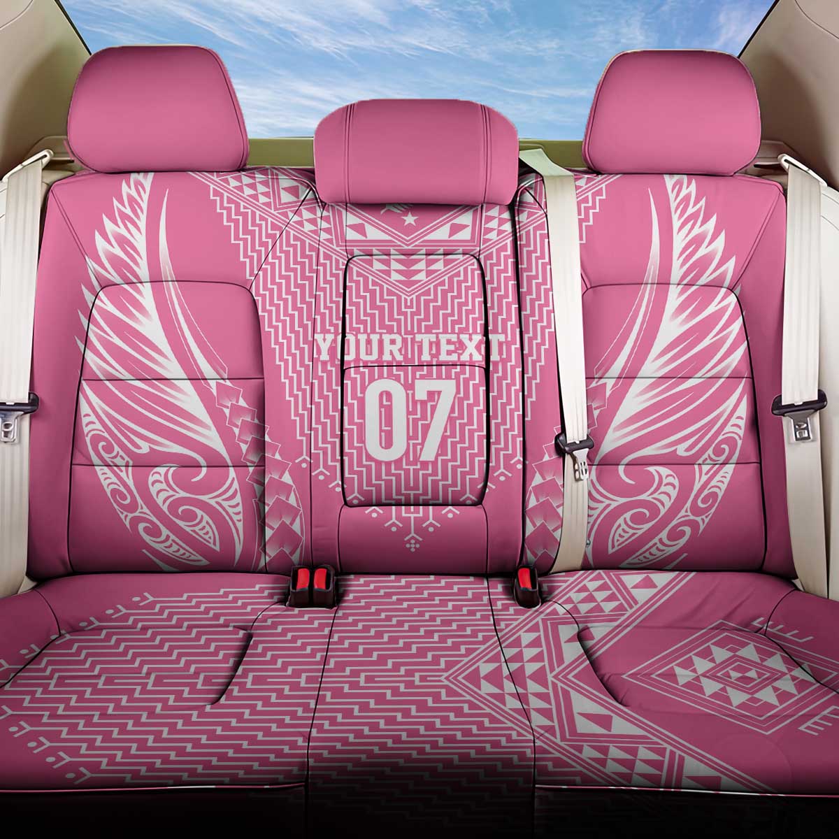 2025 Rugby Championship New Zealand Custom Back Car Seat Cover Poutama Motifs - Pink Out - Polynesian Pride