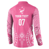 2025 Rugby Championship New Zealand Custom Button Sweatshirt Poutama Motifs - Pink Out - Polynesian Pride