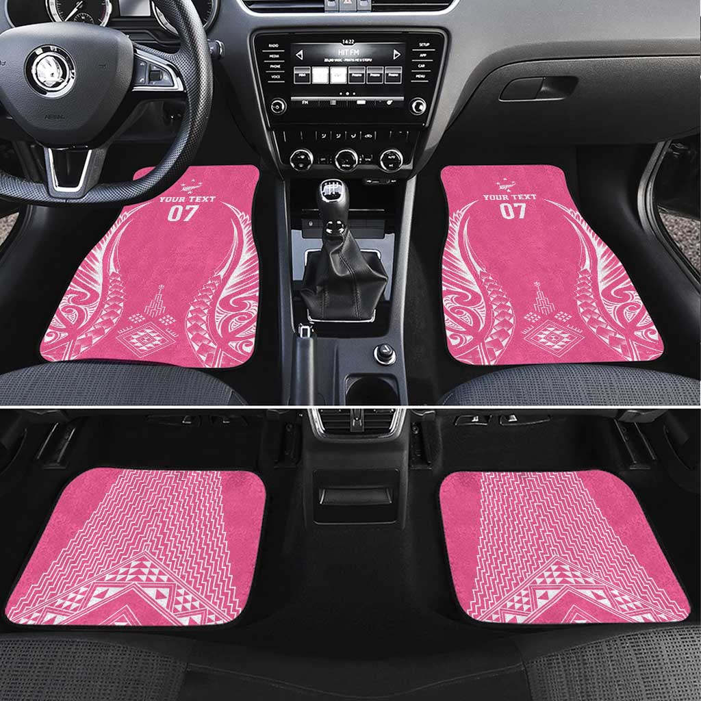 2025 Rugby Championship New Zealand Custom Car Mats Poutama Motifs - Pink Out - Polynesian Pride
