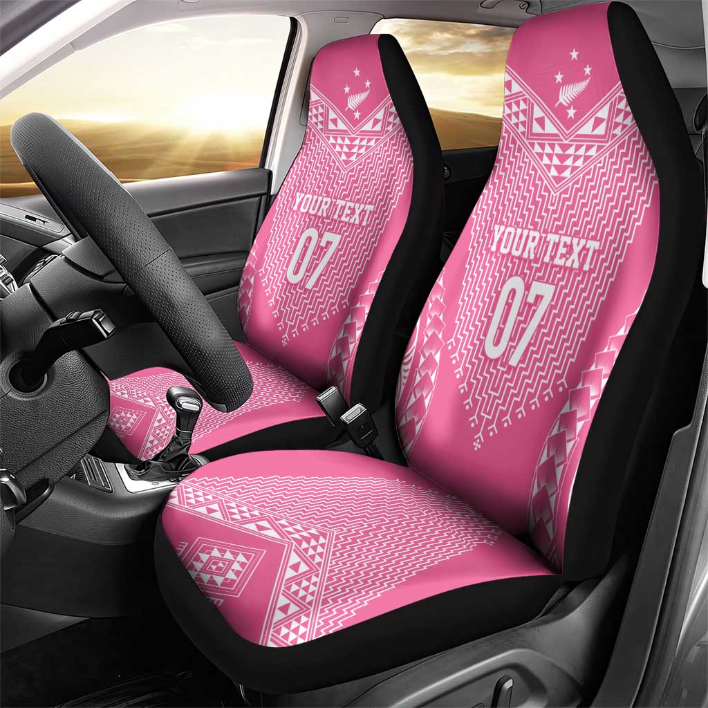 2025 Rugby Championship New Zealand Custom Car Seat Cover Poutama Motifs - Pink Out - Polynesian Pride