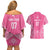 2025 Rugby Championship New Zealand Custom Couples Matching Off Shoulder Short Dress and Hawaiian Shirt Poutama Motifs - Pink Out - Polynesian Pride