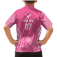 2025 Rugby Championship New Zealand Custom Family Matching Mermaid Dress and Hawaiian Shirt Poutama Motifs - Pink Out - Polynesian Pride