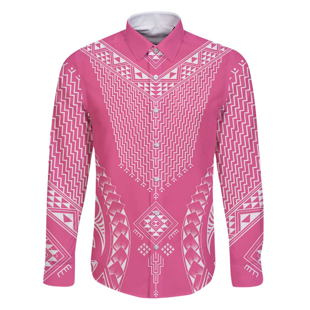 2025 Rugby Championship New Zealand Custom Family Matching Puletasi and Hawaiian Shirt Poutama Motifs - Pink Out - Polynesian Pride