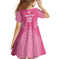 2025 Rugby Championship New Zealand Custom Family Matching Short Sleeve Bodycon Dress and Hawaiian Shirt Poutama Motifs - Pink Out - Polynesian Pride