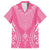 2025 Rugby Championship New Zealand Custom Family Matching Short Sleeve Bodycon Dress and Hawaiian Shirt Poutama Motifs - Pink Out - Polynesian Pride