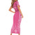 2025 Rugby Championship New Zealand Custom Family Matching Short Sleeve Bodycon Dress and Hawaiian Shirt Poutama Motifs - Pink Out - Polynesian Pride