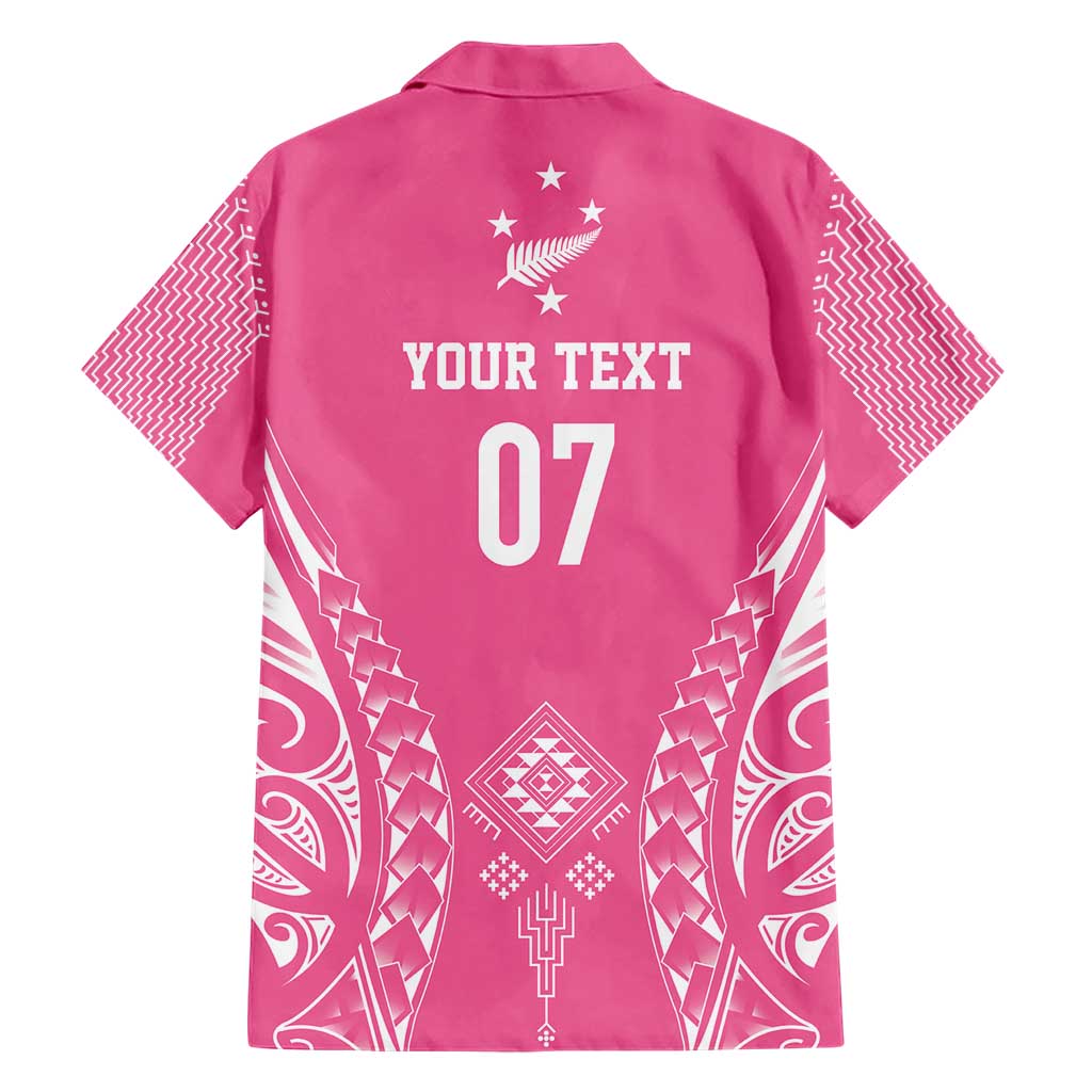 2025 Rugby Championship New Zealand Custom Hawaiian Shirt Poutama Motifs - Pink Out - Polynesian Pride
