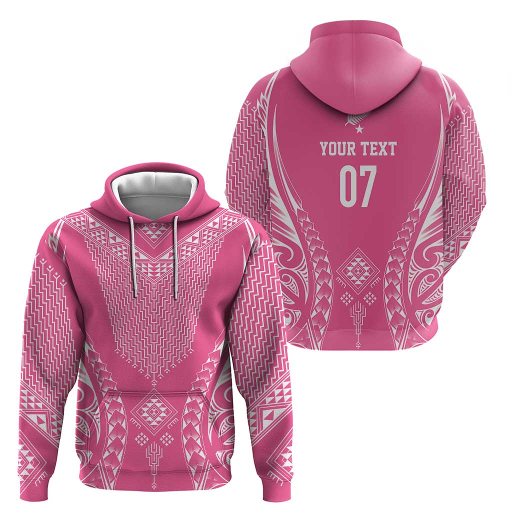 2025 Rugby Championship New Zealand Custom Hoodie Poutama Motifs - Pink Out - Polynesian Pride