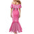 2025 Rugby Championship New Zealand Custom Mermaid Dress Poutama Motifs - Pink Out - Polynesian Pride