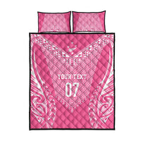 2025 Rugby Championship New Zealand Custom Quilt Bed Set Poutama Motifs - Pink Out - Polynesian Pride