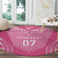 2025 Rugby Championship New Zealand Custom Round Carpet Poutama Motifs - Pink Out - Polynesian Pride