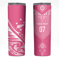 2025 Rugby Championship New Zealand Custom Skinny Tumbler Poutama Motifs - Pink Out - Polynesian Pride